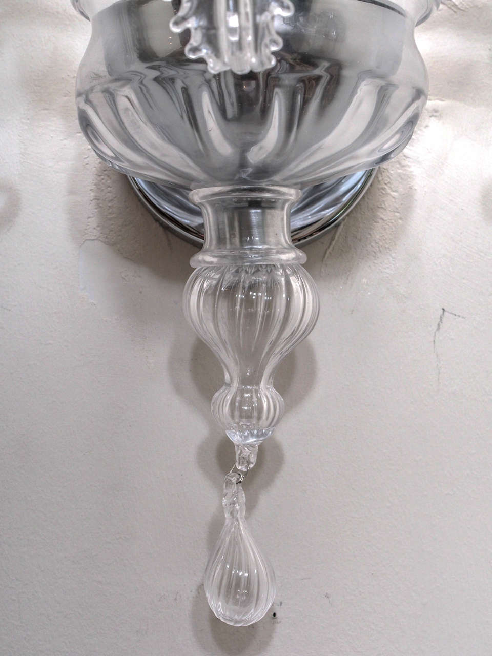 SALE Pair of Sconces in Clear Murano Glass 1